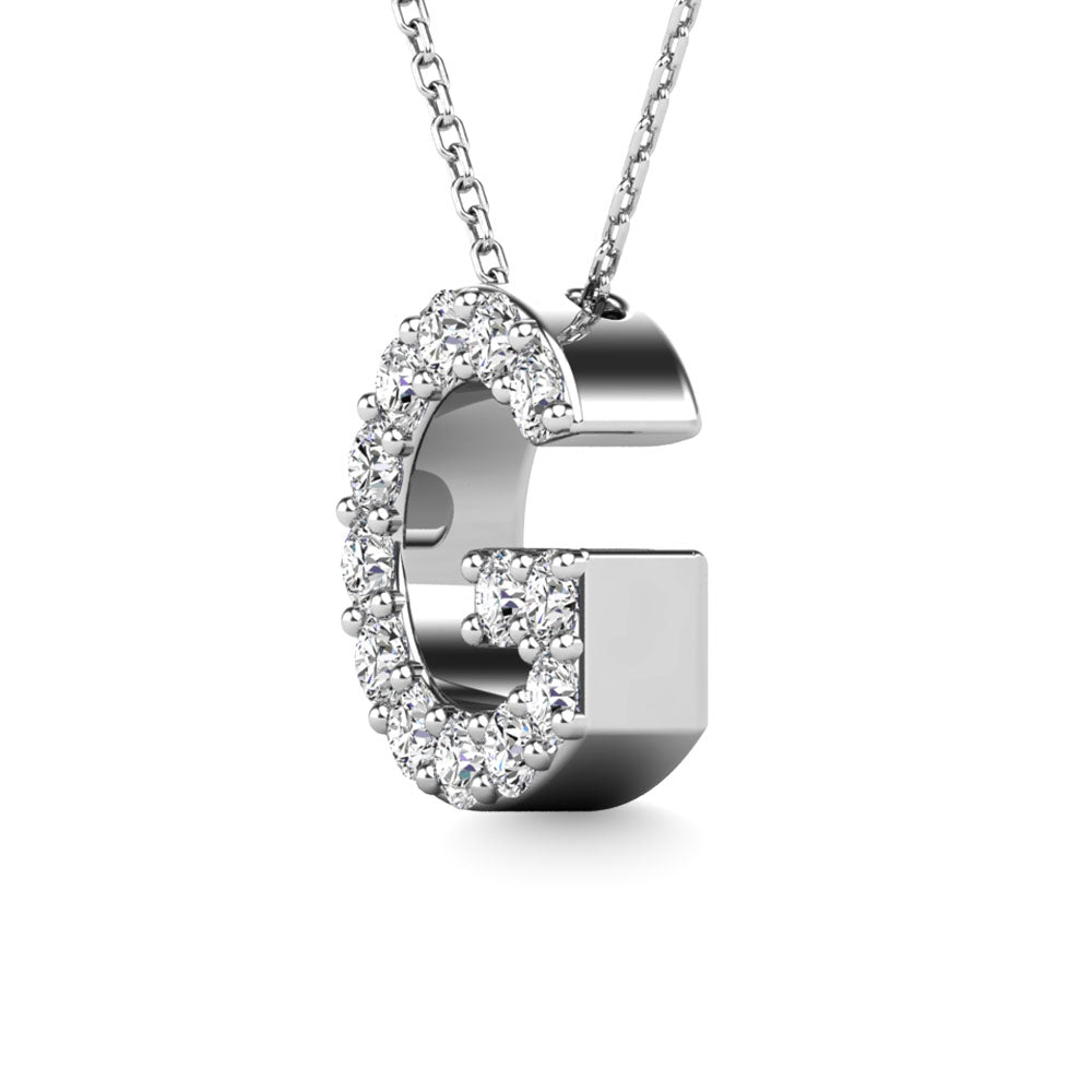 Diamond 1/8 Ct.Tw. Letter G Pendant in 14K White Gold"