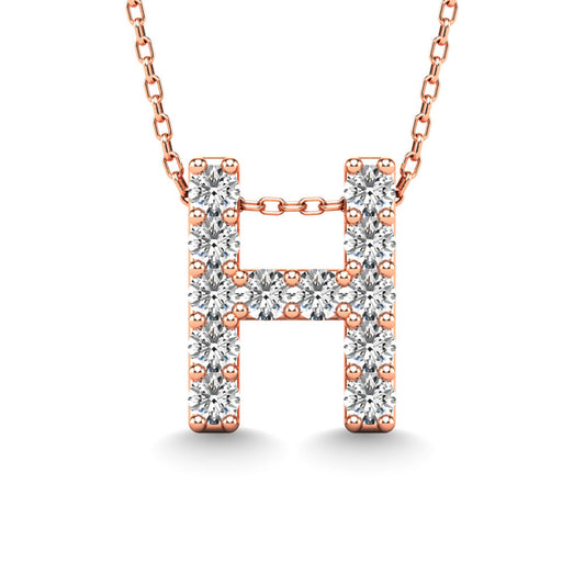 Diamond 1/8 Ct.Tw. Letter H Pendant in 14K Rose Gold"