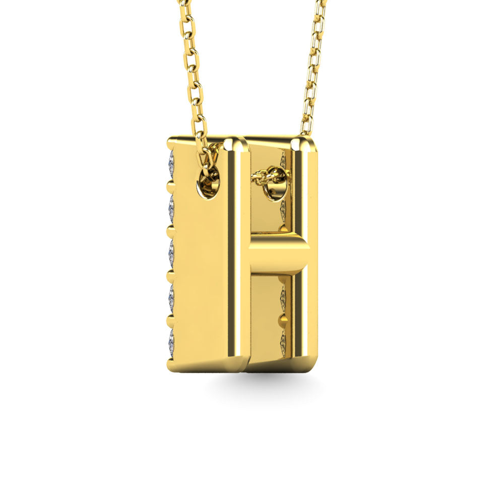 Diamond 1/8 Ct.Tw. Letter H Pendant in 14K Yellow Gold"