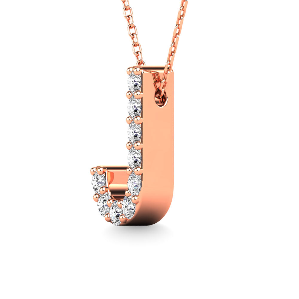 Diamond 1/10 Ct.Tw. Letter J Pendant in 14K Rose Gold"