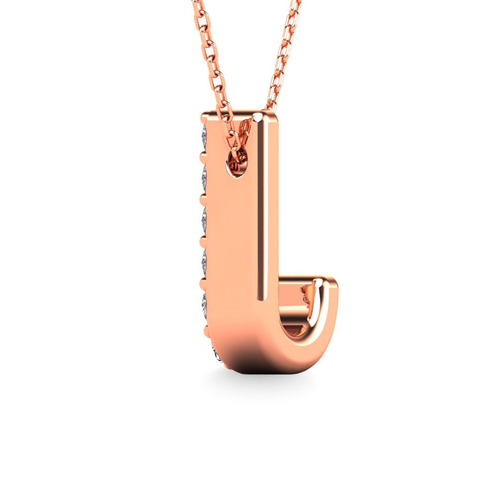 Diamond 1/10 Ct.Tw. Letter J Pendant in 14K Rose Gold"