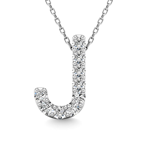 Diamond 1/10 Ct.Tw. Letter J Pendant in 14K White Gold"