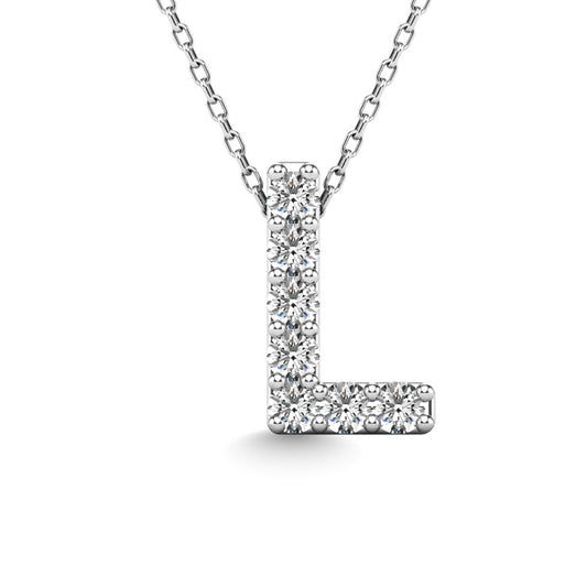 Diamond 1/20 Ct.Tw. Letter L Pendant in 14K White Gold"