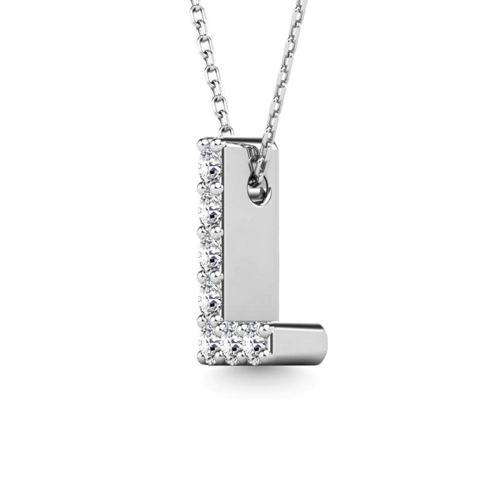 Diamond 1/20 Ct.Tw. Letter L Pendant in 14K White Gold"