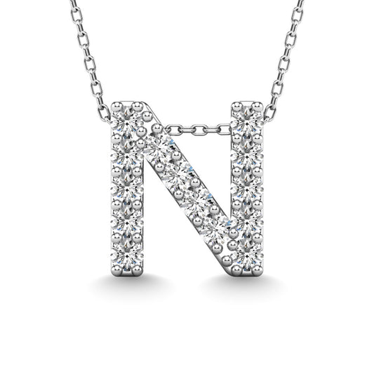 Diamond 1/6 Ct.Tw. Letter N Pendant in 14K White Gold"