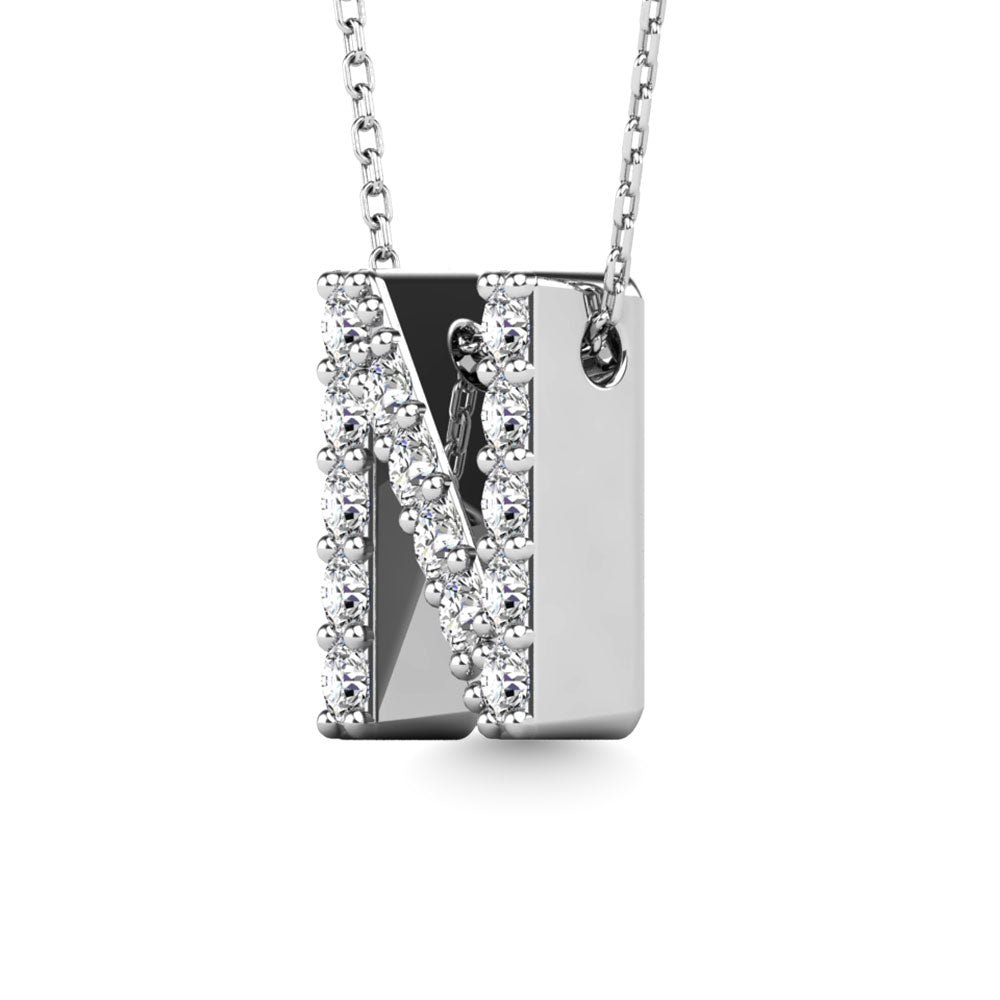 Diamond 1/6 Ct.Tw. Letter N Pendant in 14K White Gold"