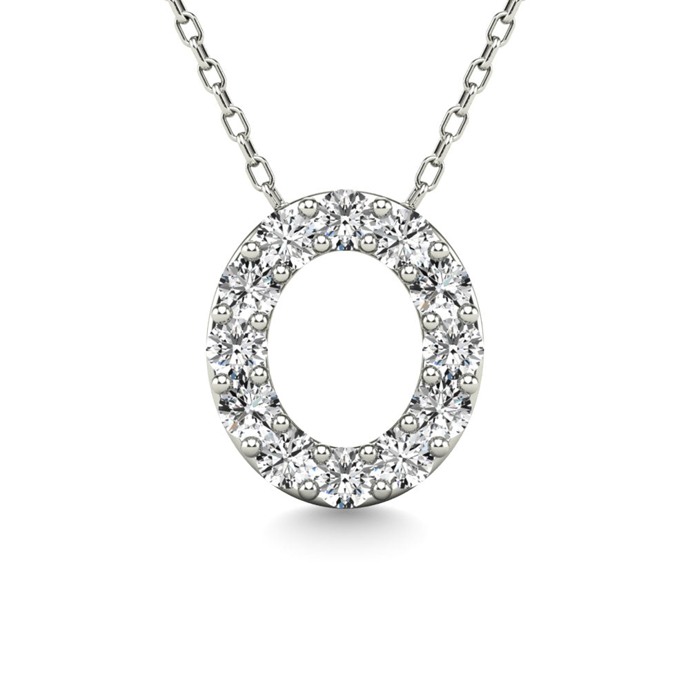 Diamond 1/8 Ct.Tw. Letter O Pendant in 14K White Gold"