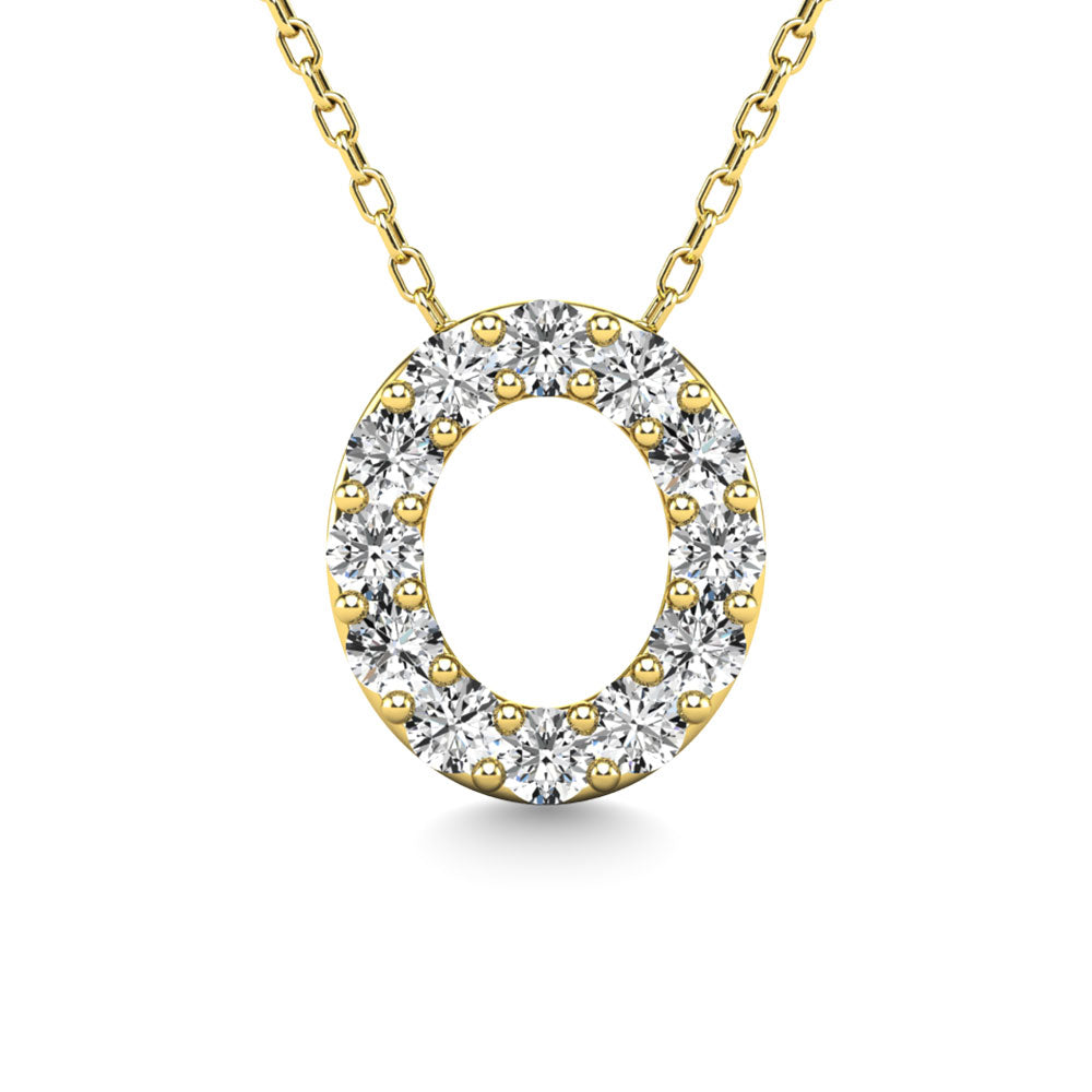 Diamond 1/8 Ct.Tw. Letter O Pendant in 14K Yellow Gold"