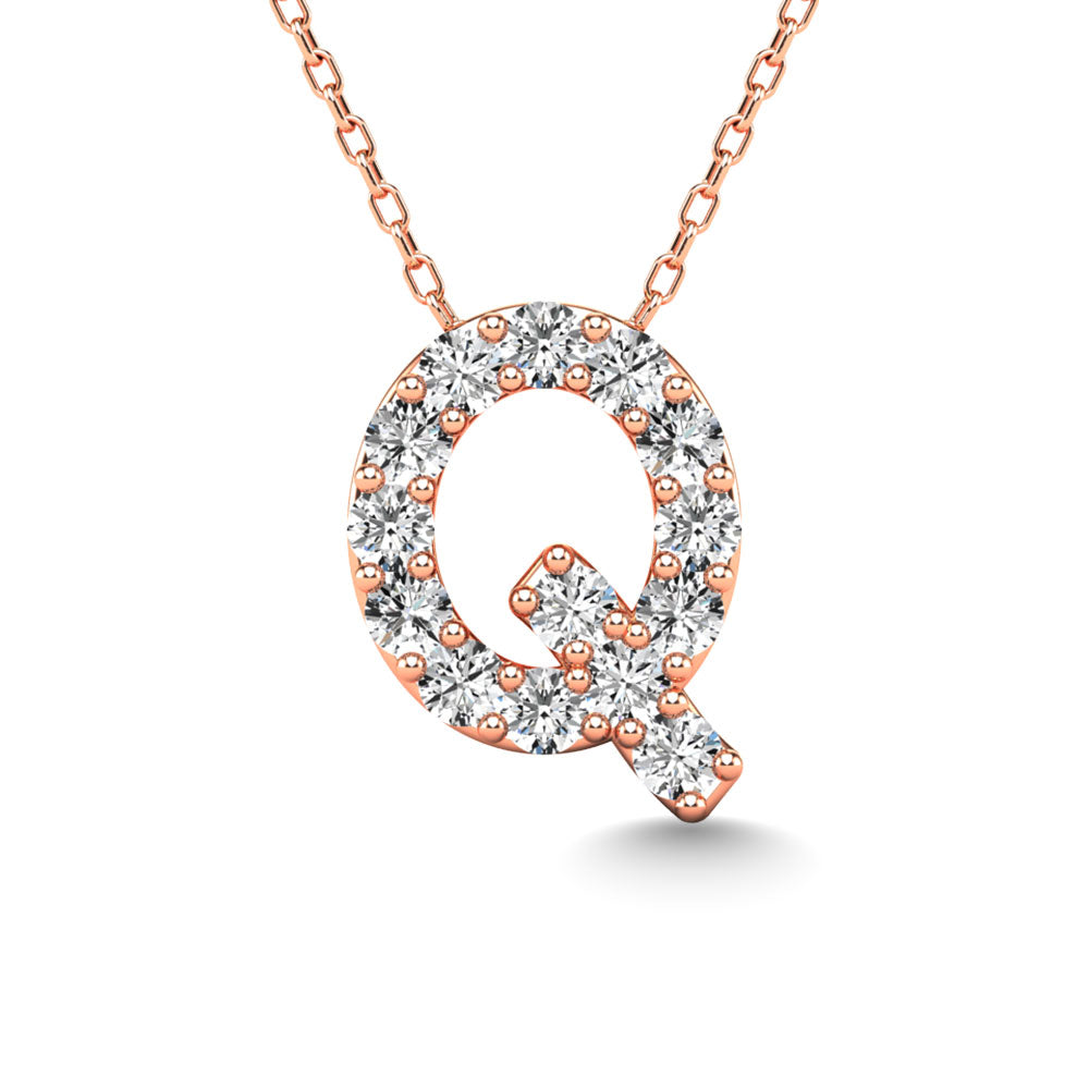 Diamond 1/6 Ct.Tw. Letter Q Pendant in 14K Rose Gold"