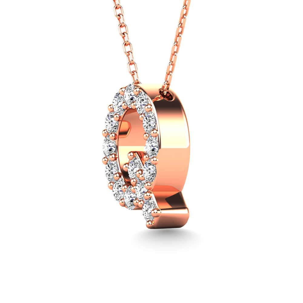 Diamond 1/6 Ct.Tw. Letter Q Pendant in 14K Rose Gold"