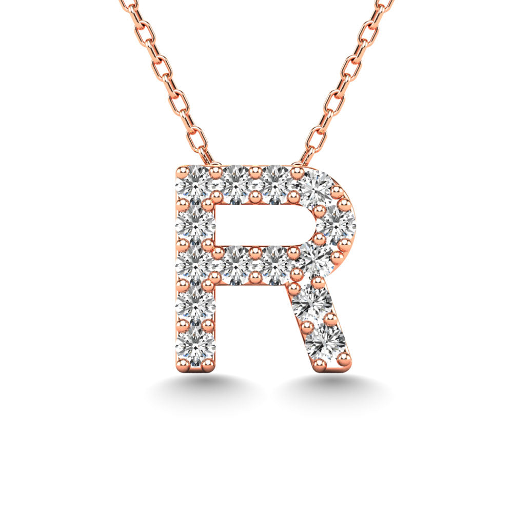 Diamond 1/8 Ct.Tw. Letter R Pendant in 14K Rose Gold"