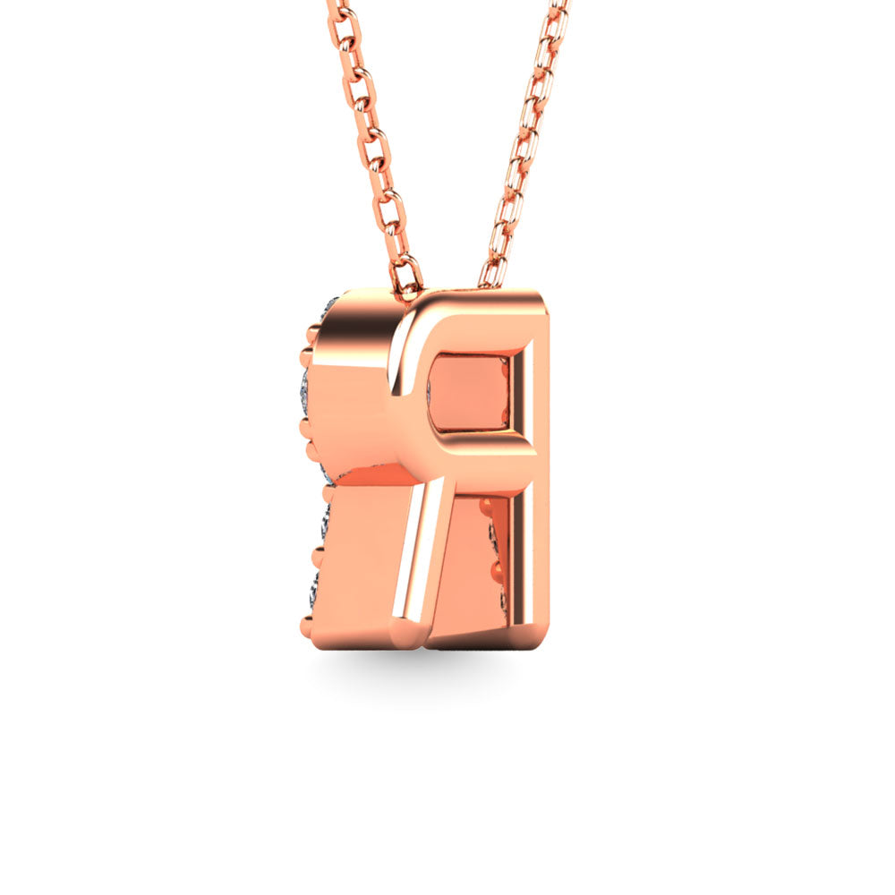 Diamond 1/8 Ct.Tw. Letter R Pendant in 14K Rose Gold"