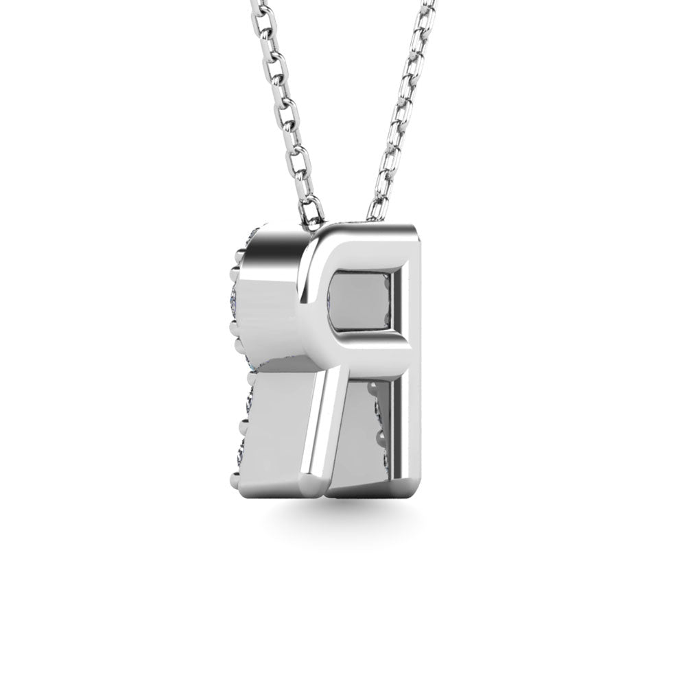 Diamond 1/8 Ct.Tw. Letter R Pendant in 14K White Gold"