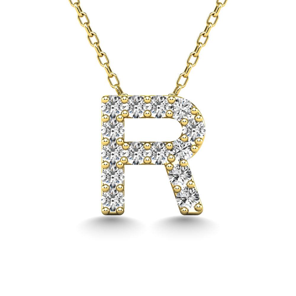 Diamond 1/8 Ct.Tw. Letter R Pendant in 14K Yellow Gold"