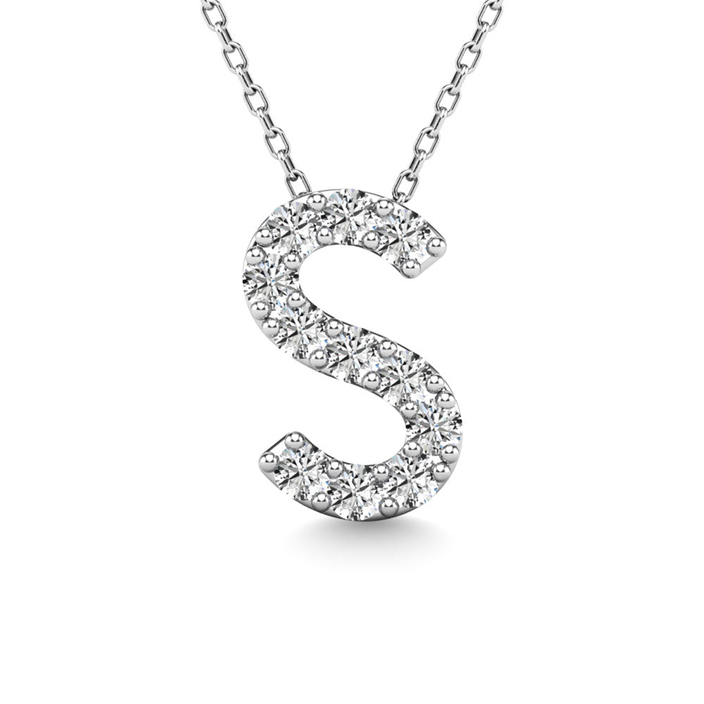 Diamond 1/10 Ct.Tw. Letter S Pendant in 14K White Gold"