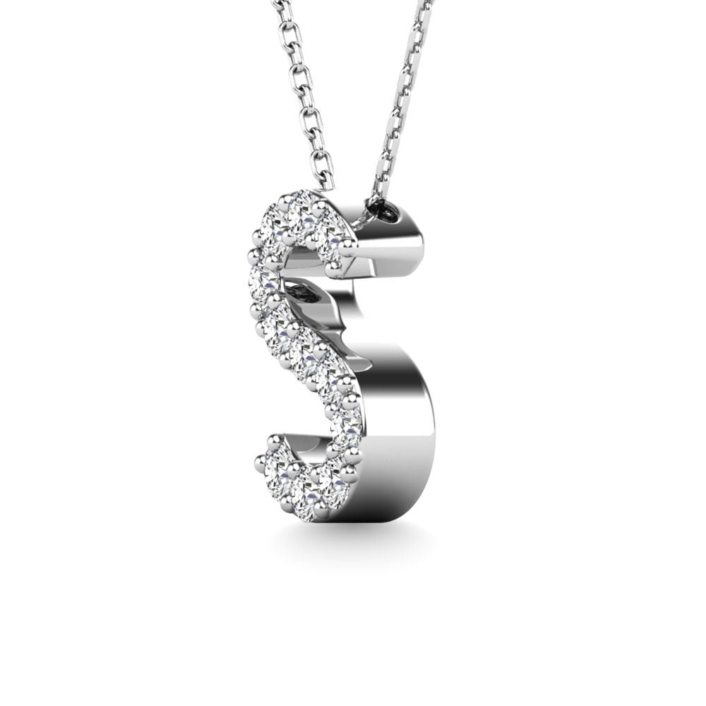 Diamond 1/10 Ct.Tw. Letter S Pendant in 14K White Gold"