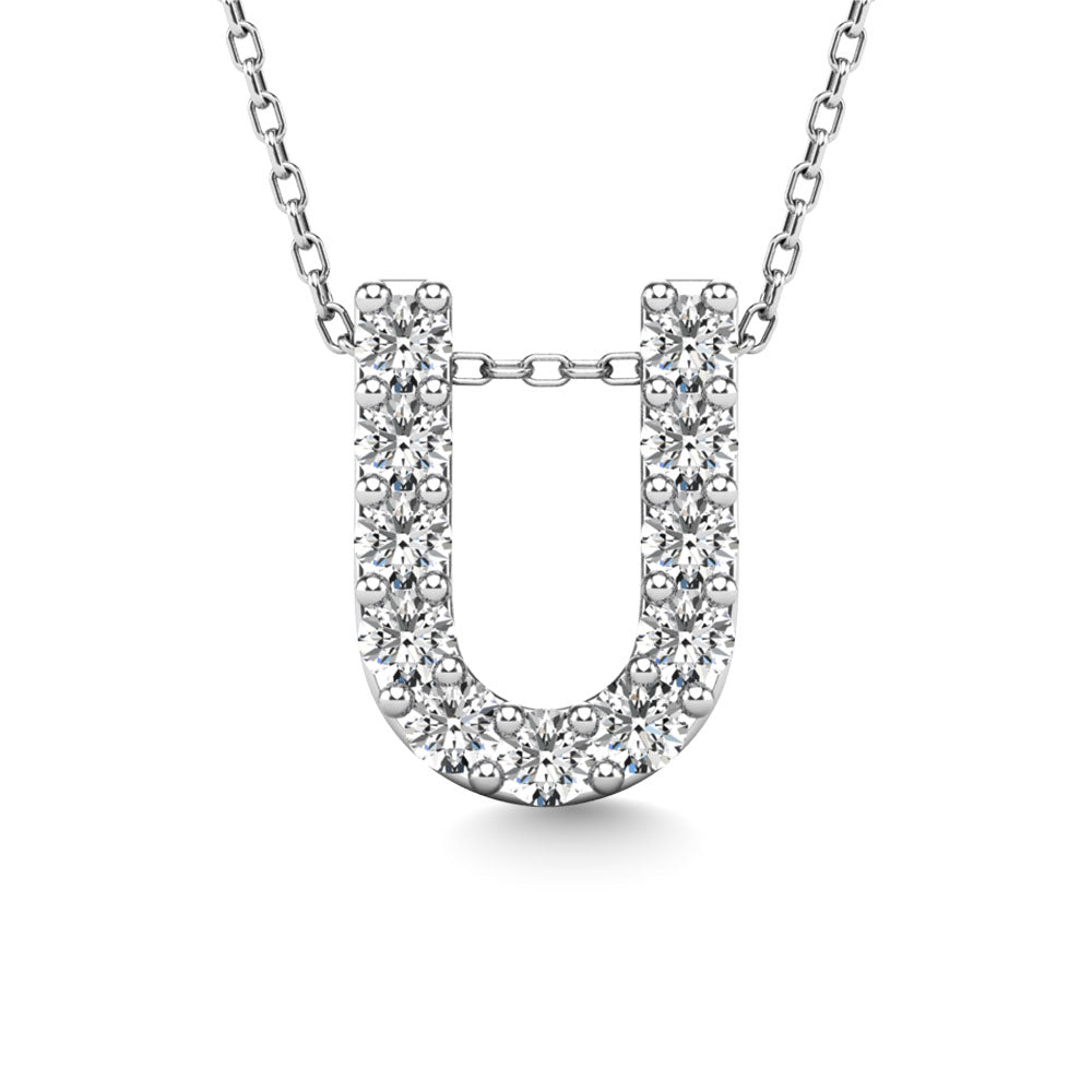 Diamond 1/10 Ct.Tw. Letter U Pendant in 14K White Gold"