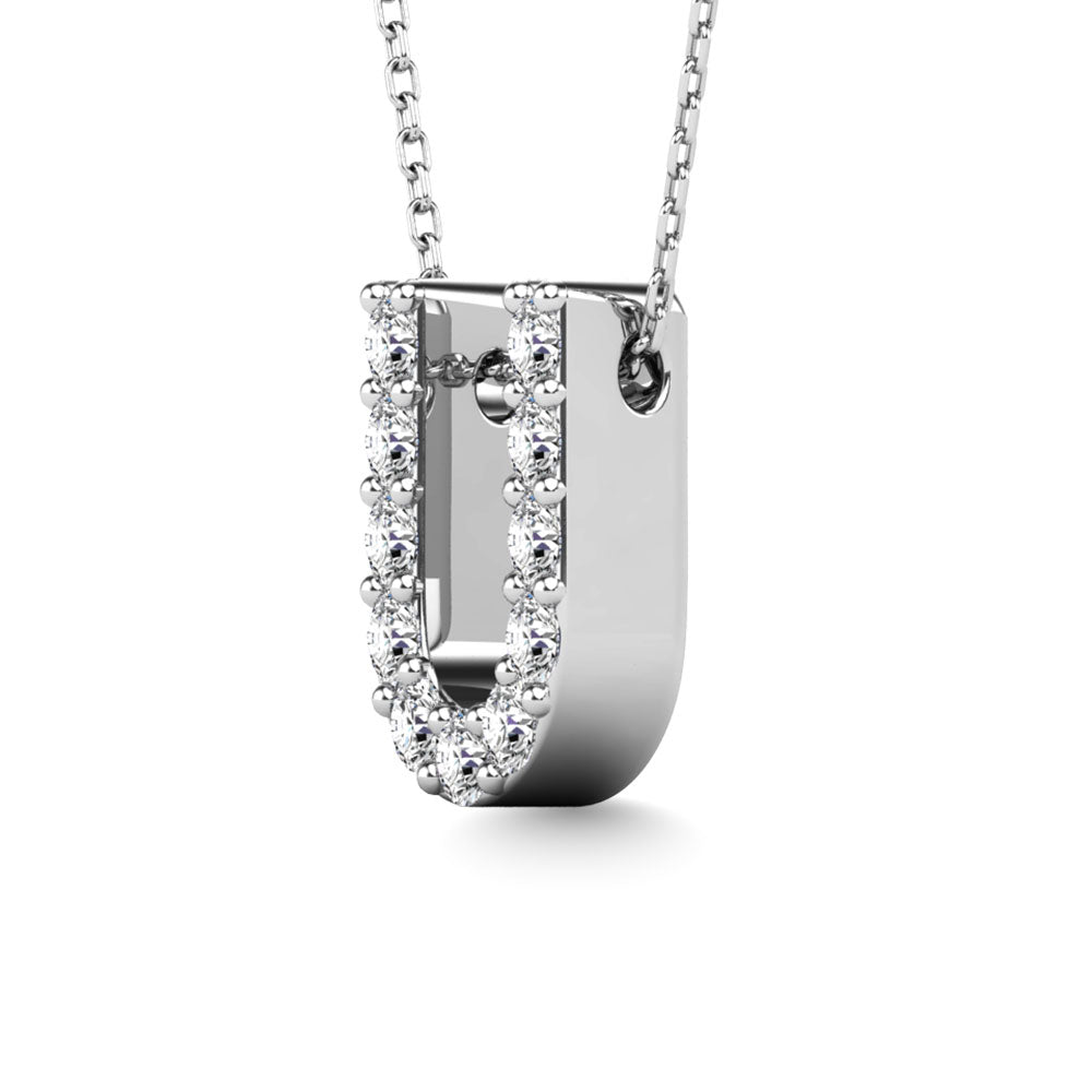 Diamond 1/10 Ct.Tw. Letter U Pendant in 14K White Gold"