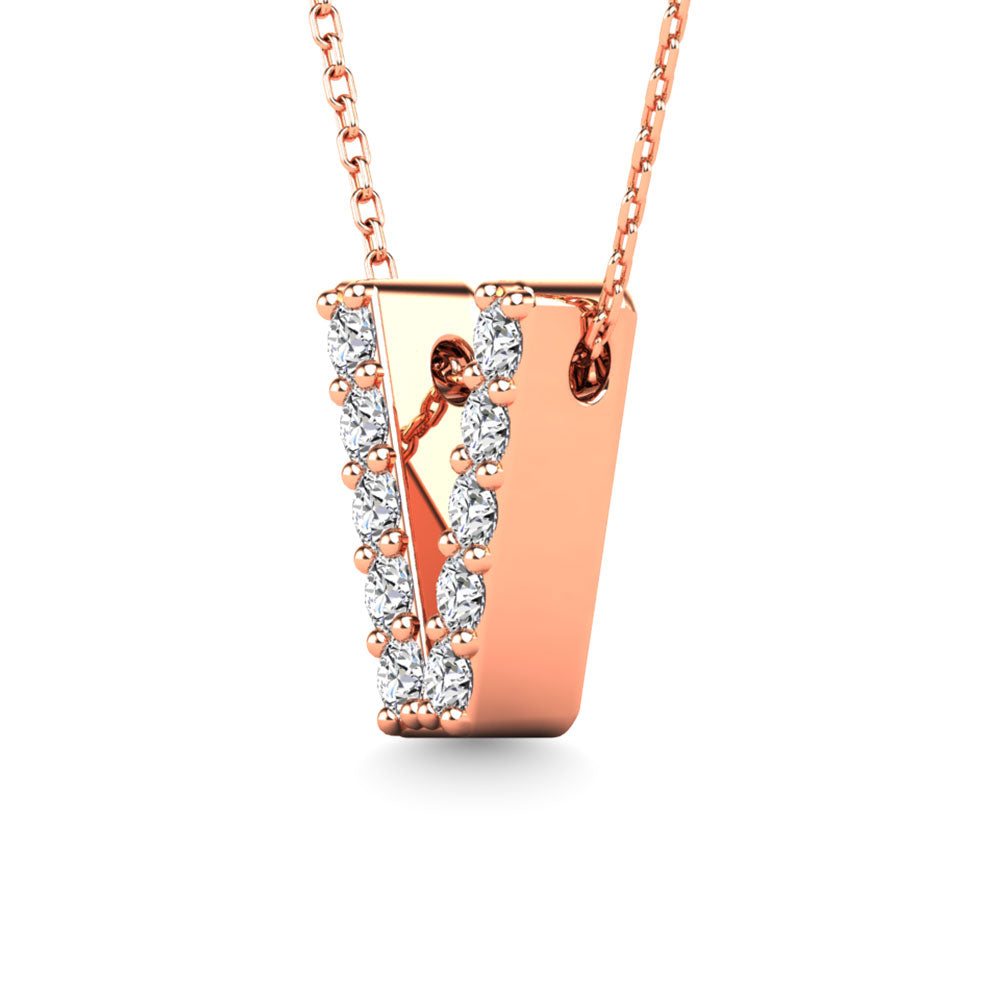 Diamond 1/10 Ct.Tw. Letter V Pendant in 14K Rose Gold"