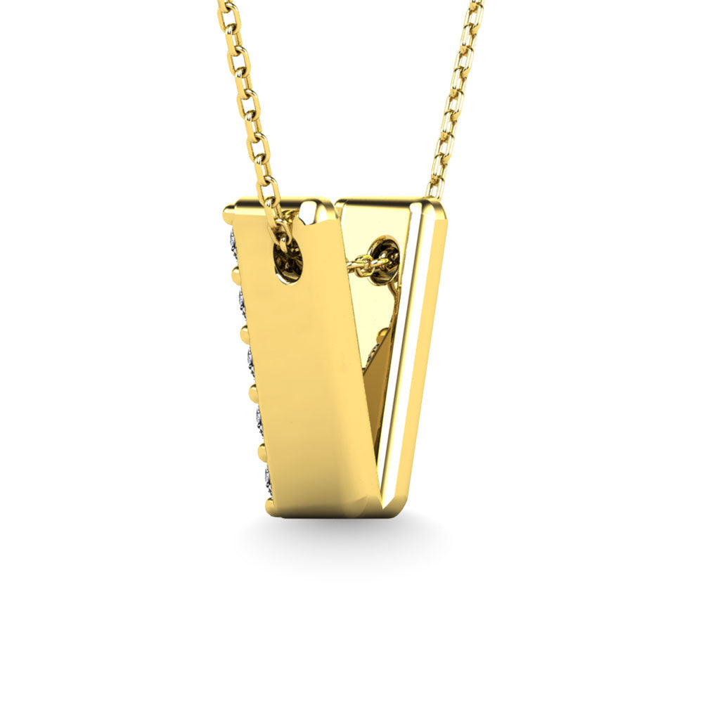 Diamond 1/10 Ct.Tw. Letter V Pendant in 14K Yellow Gold"