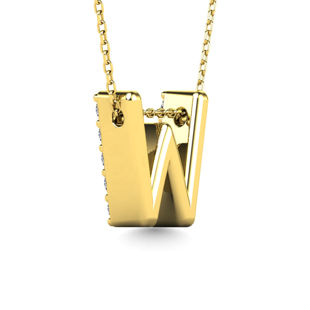 Diamond 1/6 Ct.Tw. Letter W Pendant in 14K Yellow Gold"