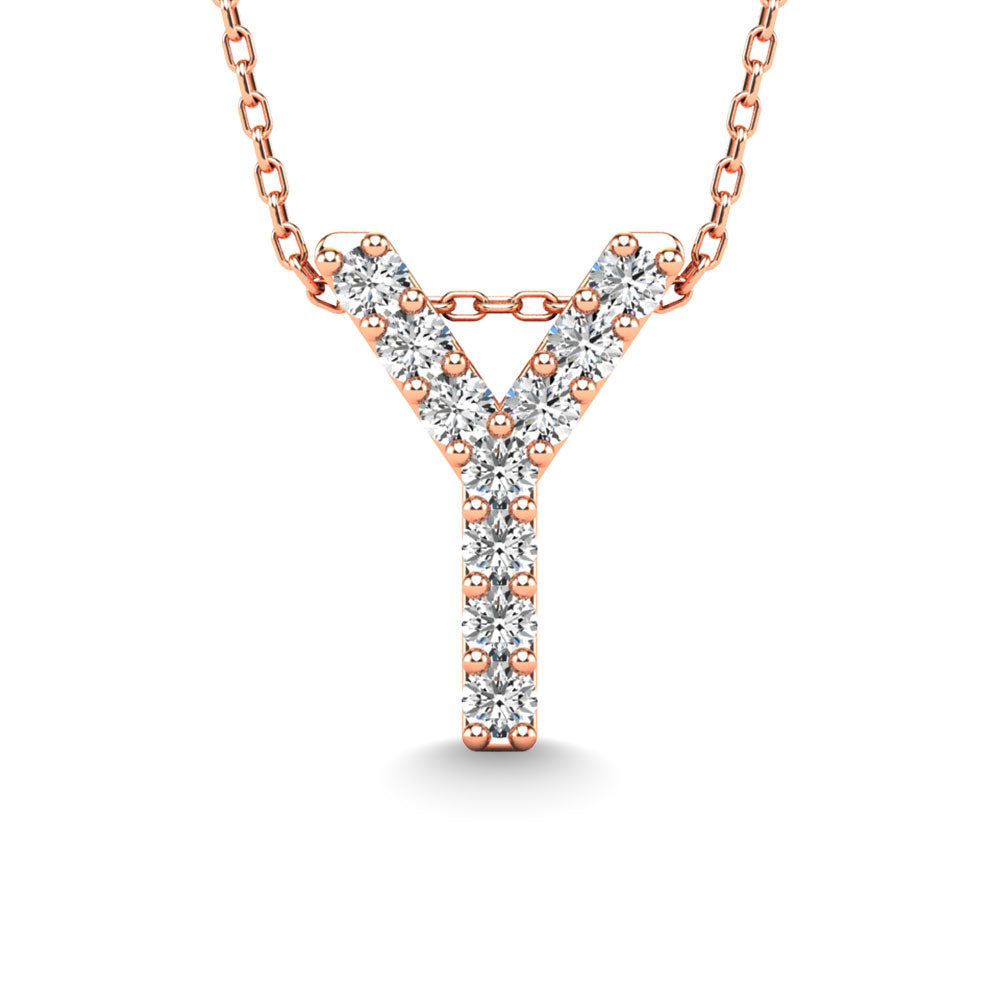 Diamond 1/10 Ct.Tw. Letter Y Pendant in 14K Rose Gold"