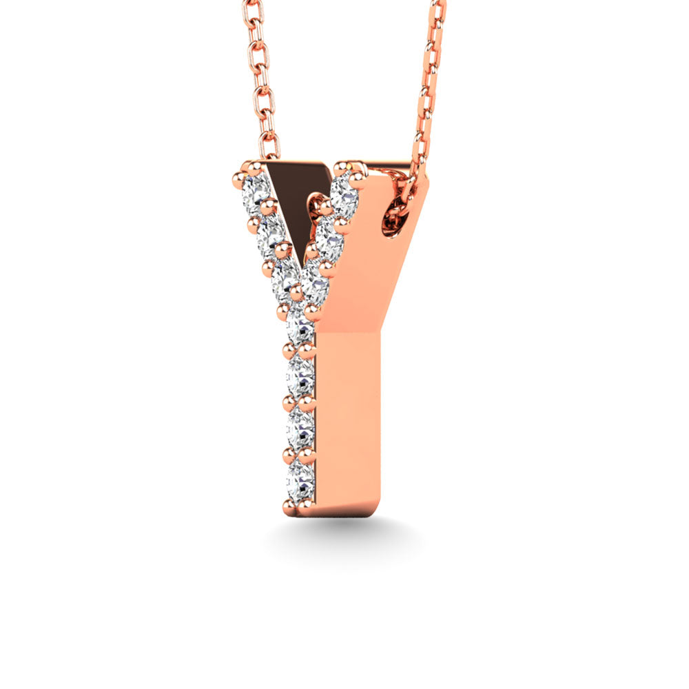 Diamond 1/10 Ct.Tw. Letter Y Pendant in 14K Rose Gold"