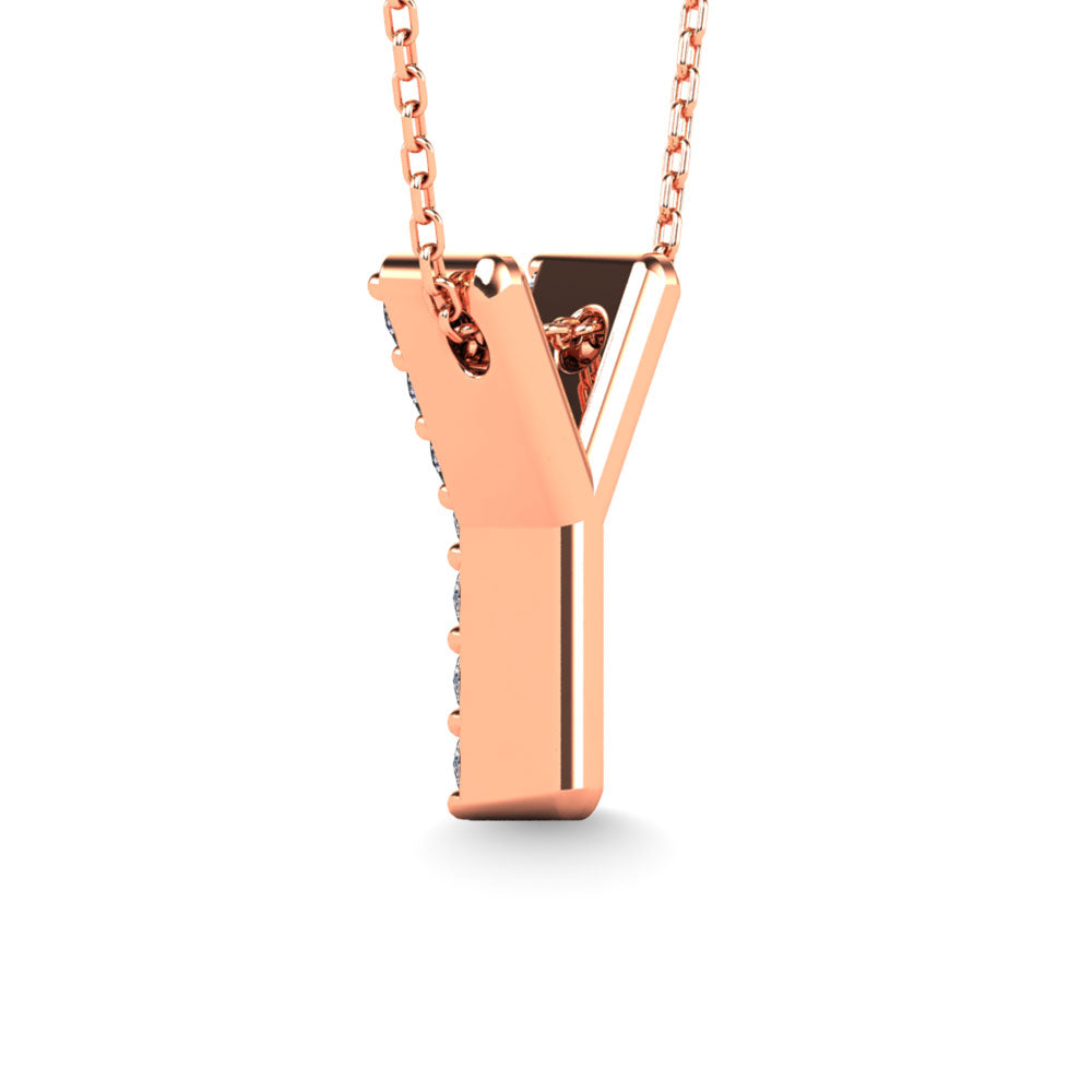 Diamond 1/10 Ct.Tw. Letter Y Pendant in 14K Rose Gold"