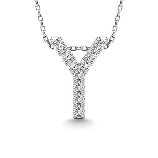 Diamond 1/10 Ct.Tw. Letter Y Pendant in 14K White Gold"