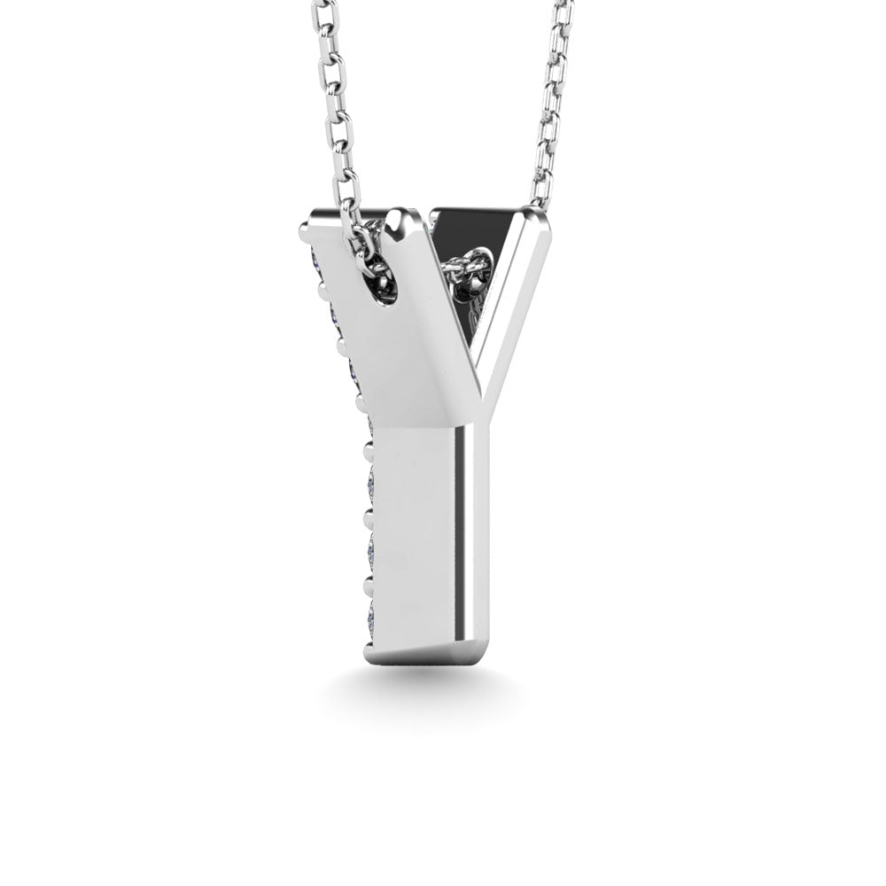 Diamond 1/10 Ct.Tw. Letter Y Pendant in 14K White Gold"