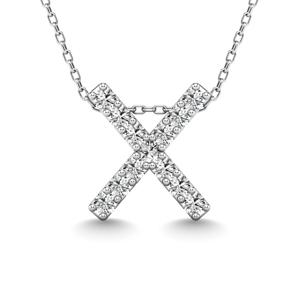 Diamond 1/8 Ct.Tw. Letter X Pendant in 14K White Gold"