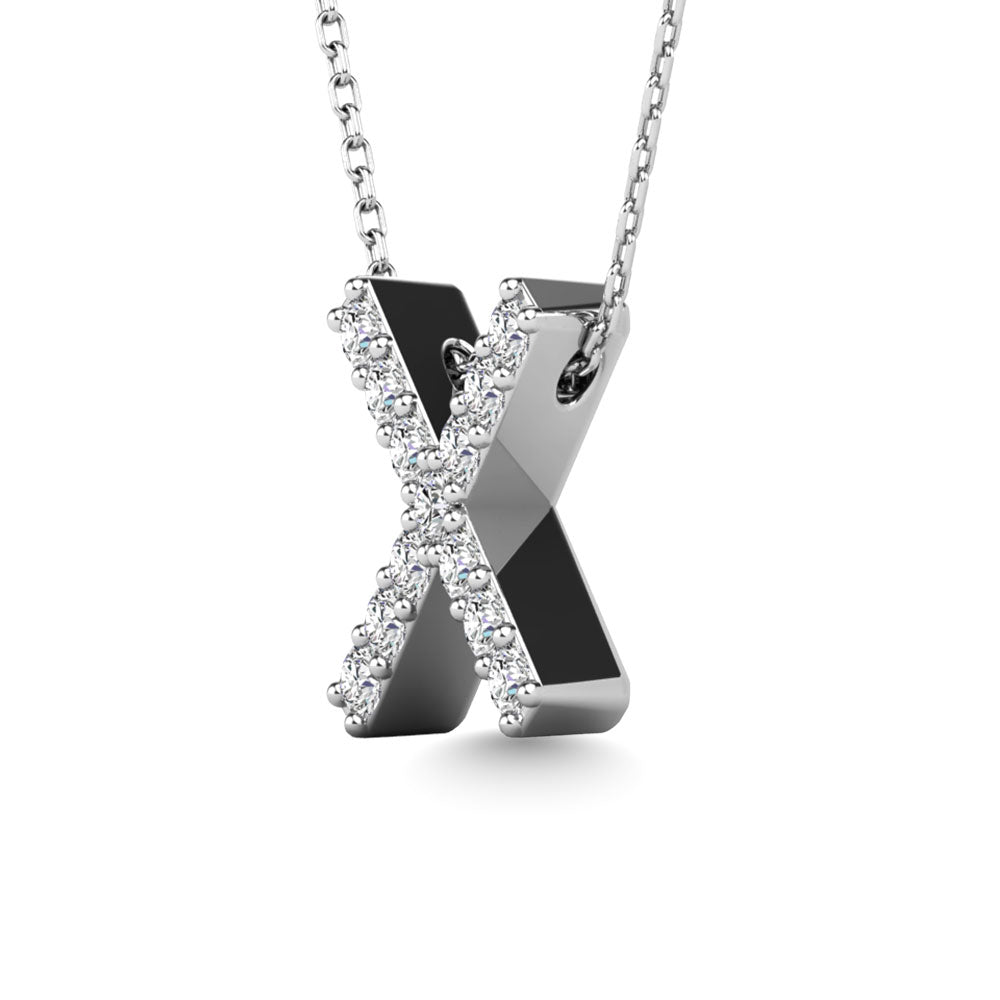 Diamond 1/8 Ct.Tw. Letter X Pendant in 14K White Gold"