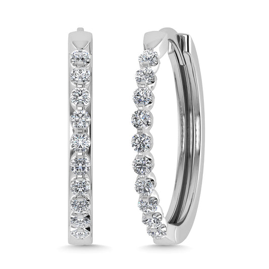 Diamond 1/4 Ct.Tw. Hoop Earrings in 14K White Gold