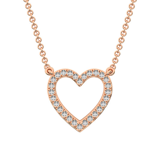 14K Rose Gold Diamond 1 Ct.Tw. Heart Necklace