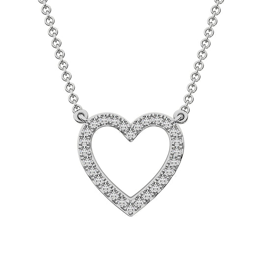 14K White Gold Diamond 1 Ct.Tw. Heart Necklace