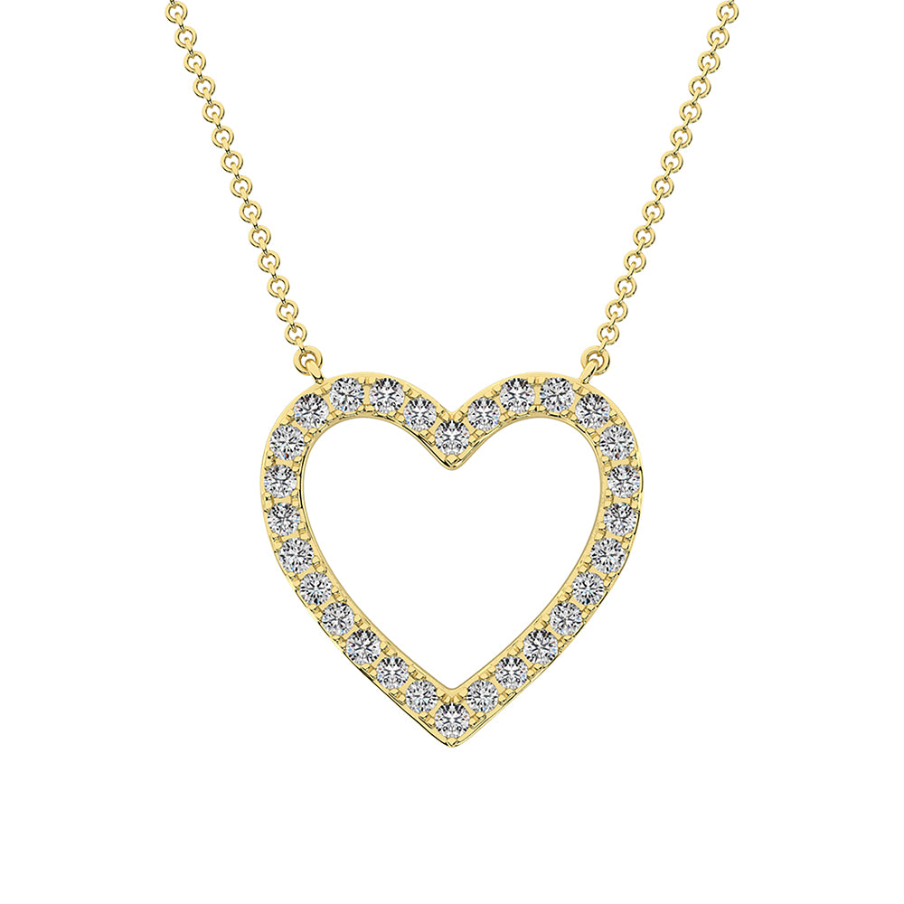 14K Yellow Gold Diamond 1 Ct.Tw. Heart Necklace