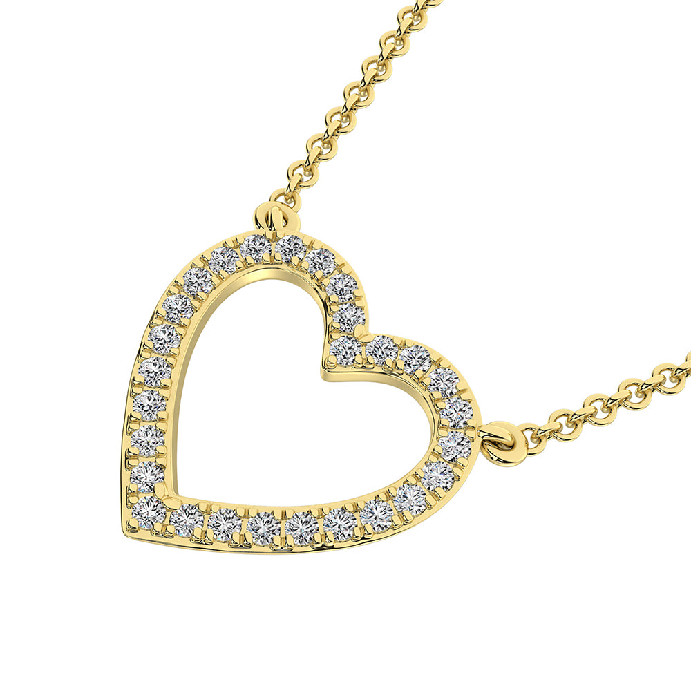 14K Yellow Gold Diamond 1 Ct.Tw. Heart Necklace