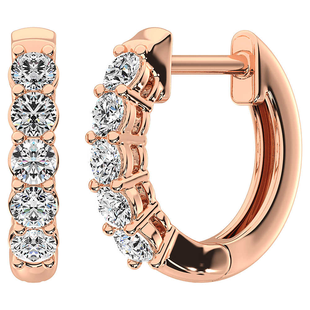 14K Rose Gold 1/2 Ct.Tw. Diamond Hoop Earrings