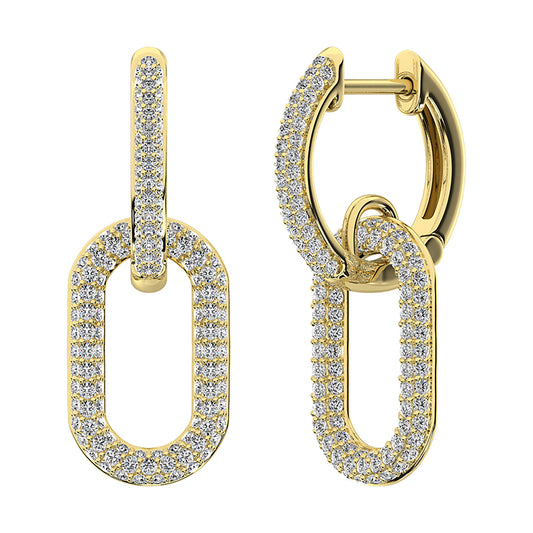 14K Yellow Gold 1 Ct.Tw. Diamond Hoop Earrings