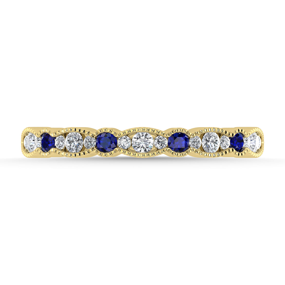 Diamond 1/4 Ct.Tw. And Blue Sapphire Band in 14K Yellow Gold