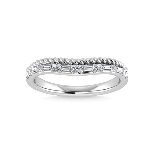 14K White Gold Diamond 1/5 Ct.Tw. Curve Band