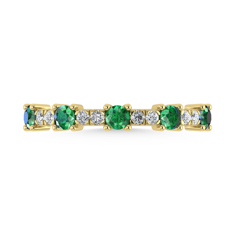 14K Yellow Gold Diamond 1/2 Ct. Tw. Alternate Diamond and Emerald Stackable Band