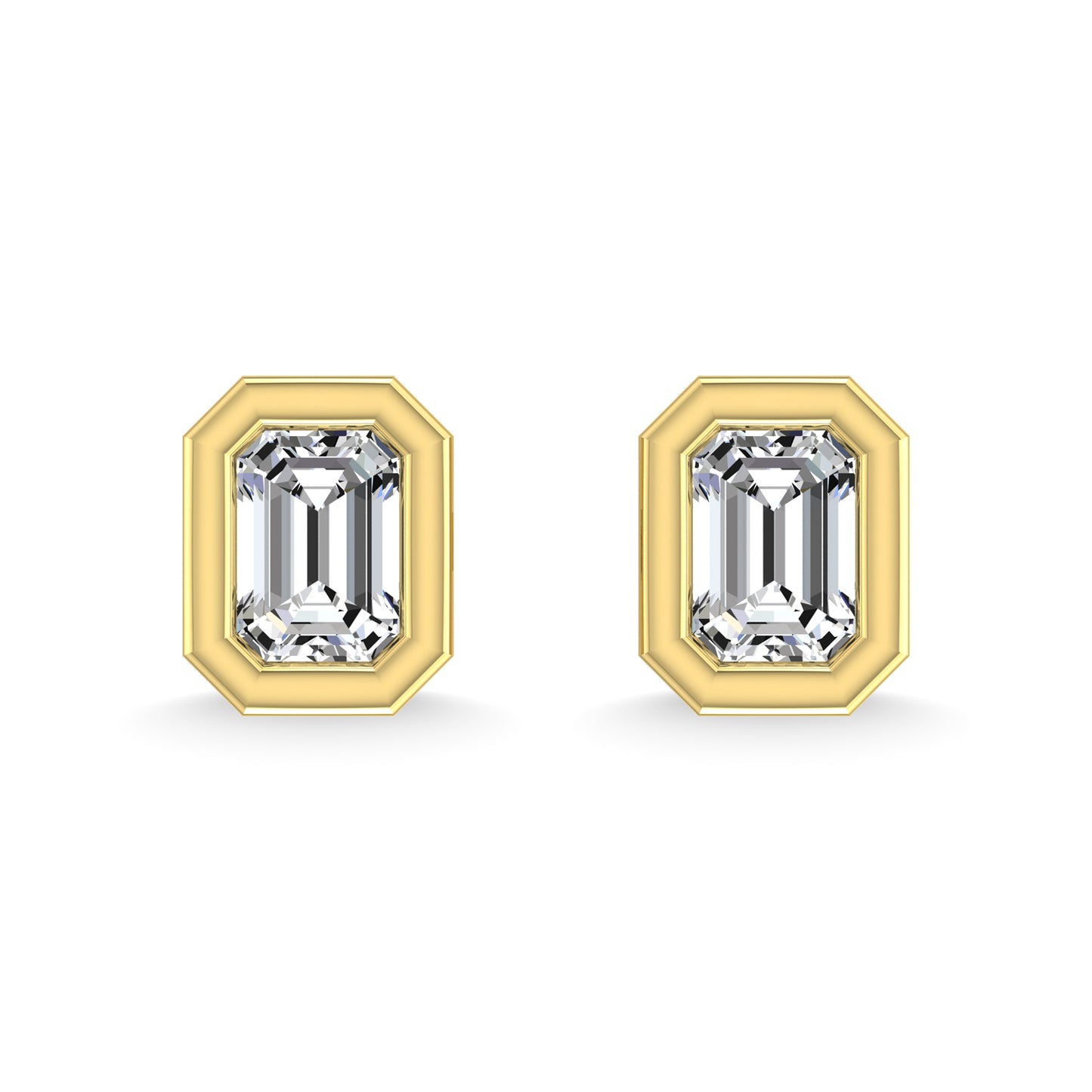 Diamond 3/8 Ct.Tw. Emerald Shape Stud Earrings in 14K Yellow Gold