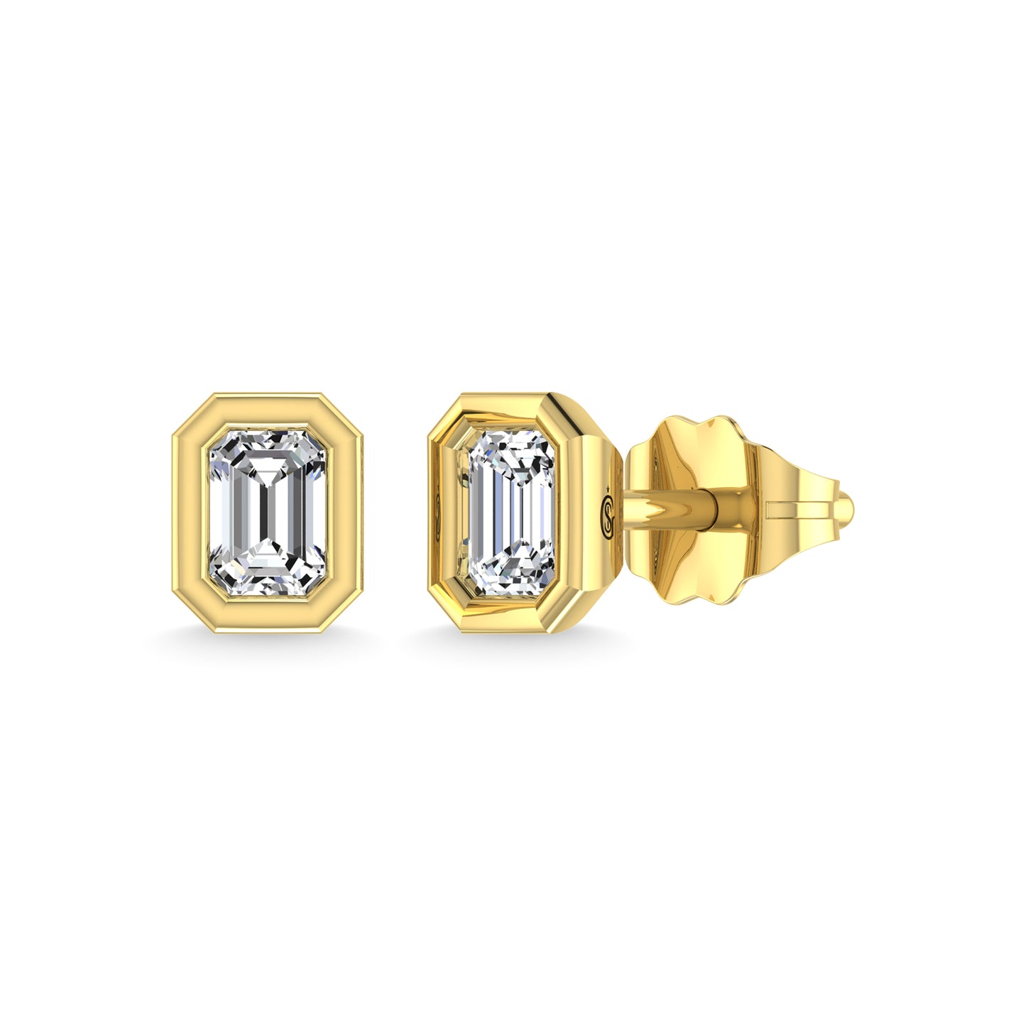 Diamond 3/8 Ct.Tw. Emerald Shape Stud Earrings in 14K Yellow Gold