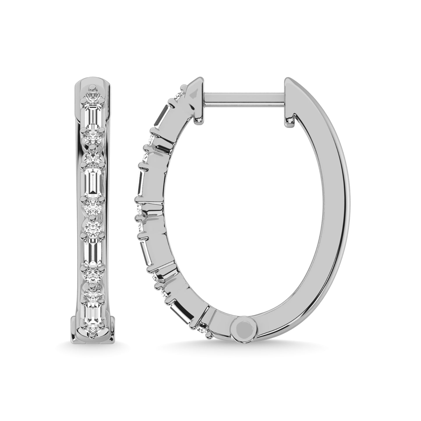 14K White Gold Diamond 1/4 Ct.Tw. Hoop Earrings