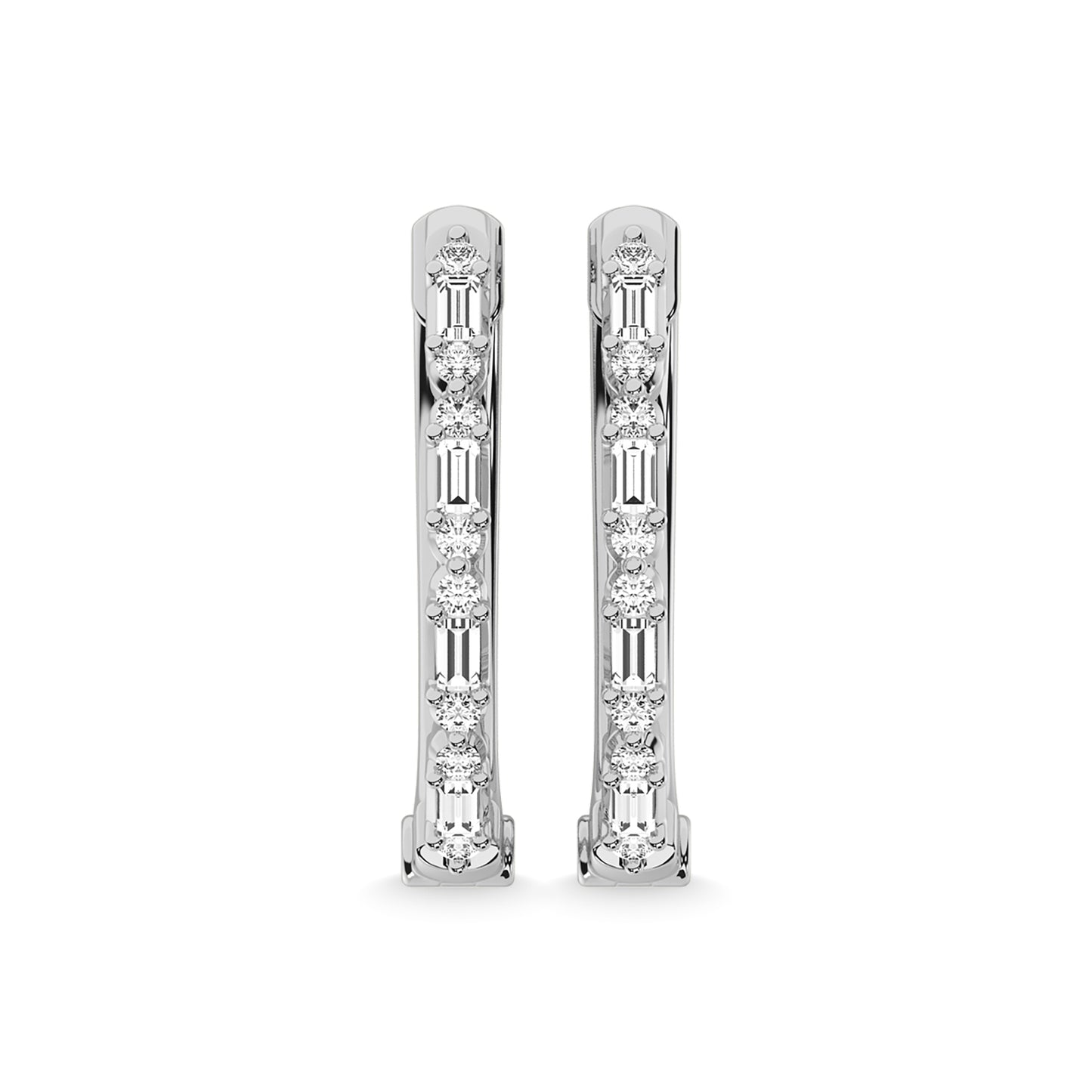 14K White Gold Diamond 1/4 Ct.Tw. Hoop Earrings