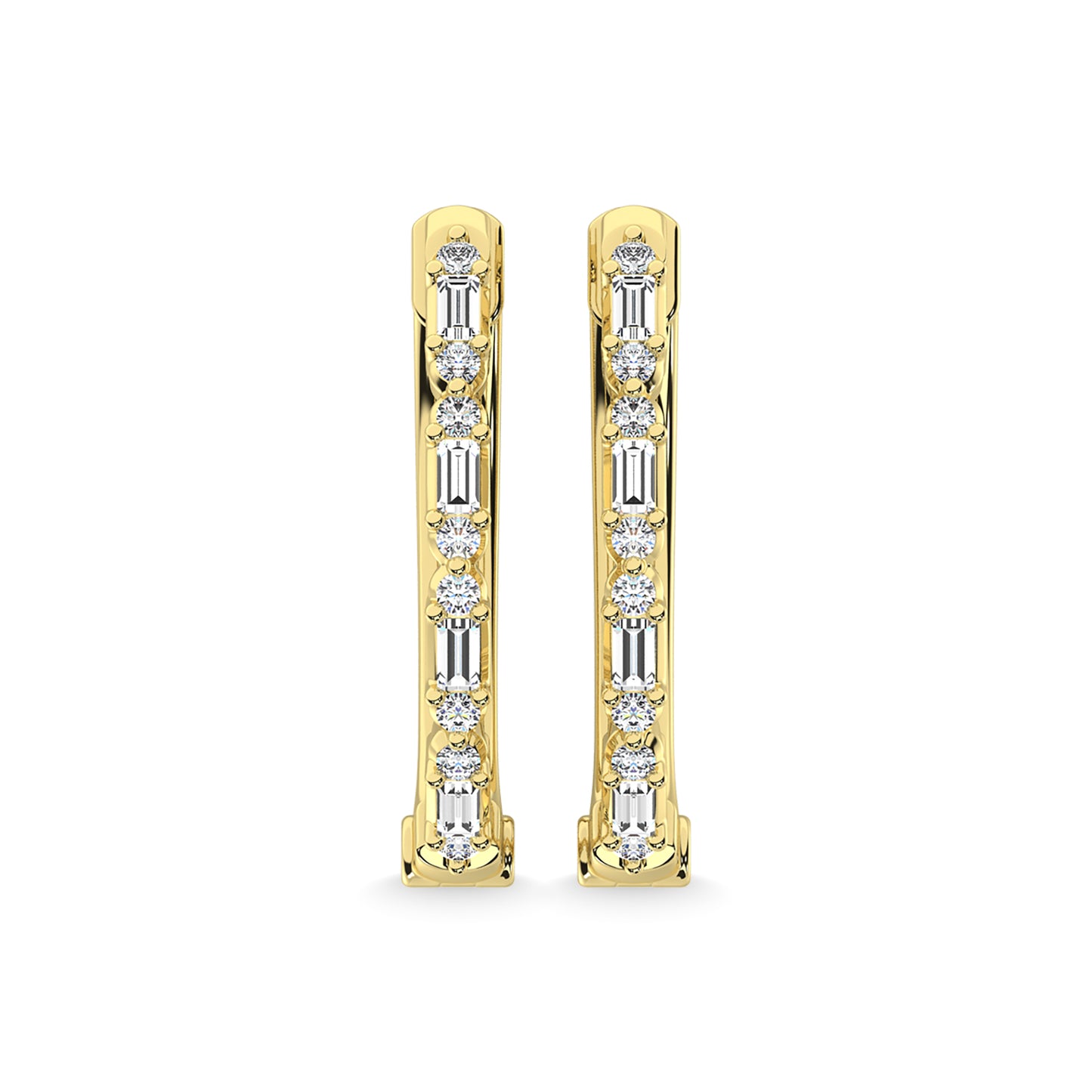 14K Yellow Gold Diamond 1/4 Ct.Tw. Hoop Earrings