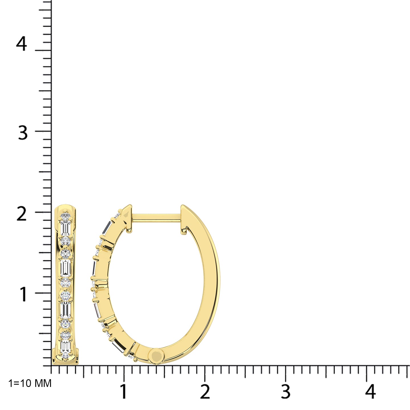 14K Yellow Gold Diamond 1/4 Ct.Tw. Hoop Earrings