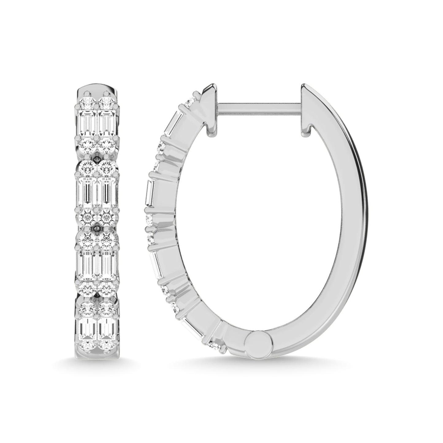 14K White Gold Diamond 1/2 Ct.Tw. Hoop Earrings