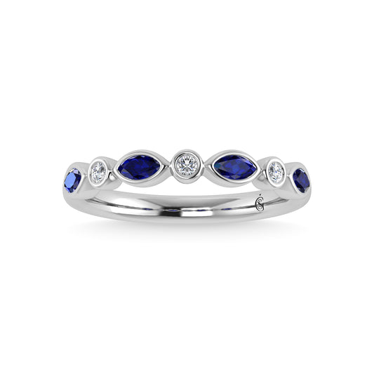 14K White Gold Blue Sapphire 1/2 Ct.Tw. Stackable Band